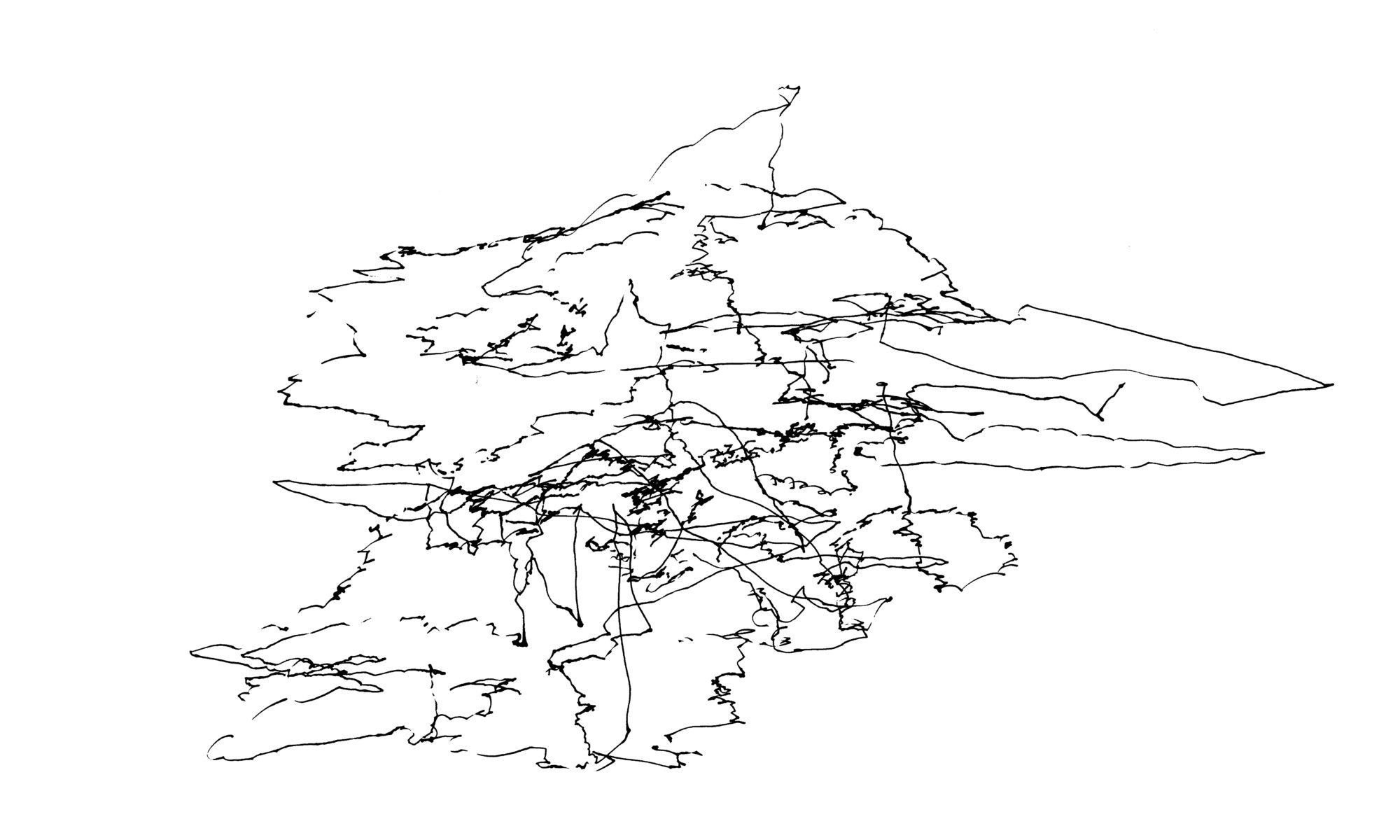 Budapest belváros autóval, papír, toll 21 x 31 cm, 2007